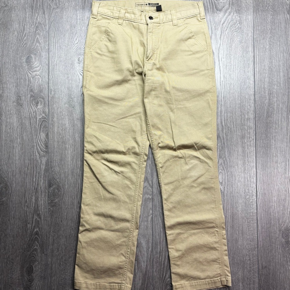 Carhartt Relaxed Fit 31x32 Canvas Work Pants Tan Khaki Mens Utility Carpenter - Picture 4 of 8